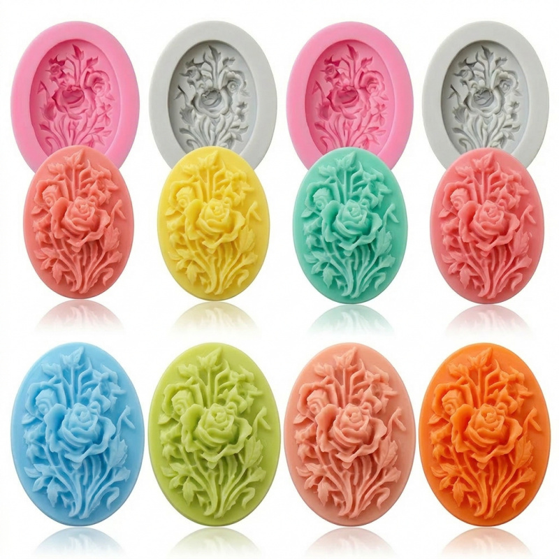 Soap Making Handmade - 4 moldes de silicone com formato